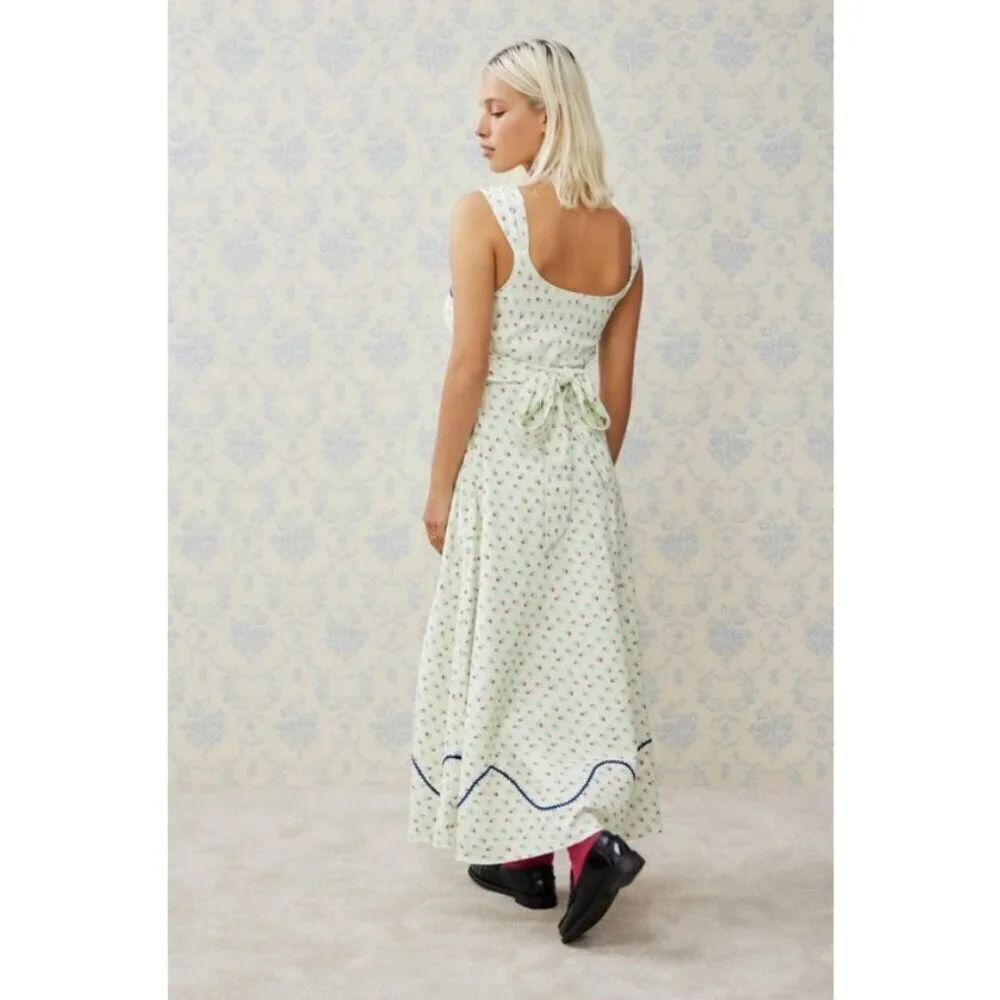 💕FREE PEOPLE💕 Sweet Hearts Midi Dress ~ Ivory Combo Medium NWOT
